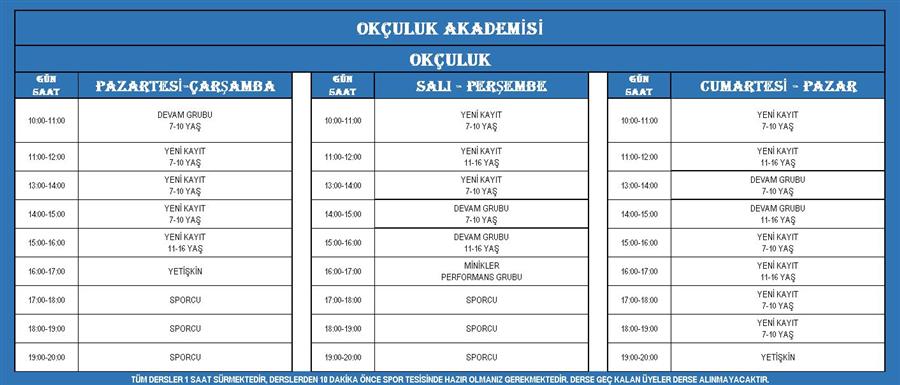 Spor Tesisleri Ders Programlar