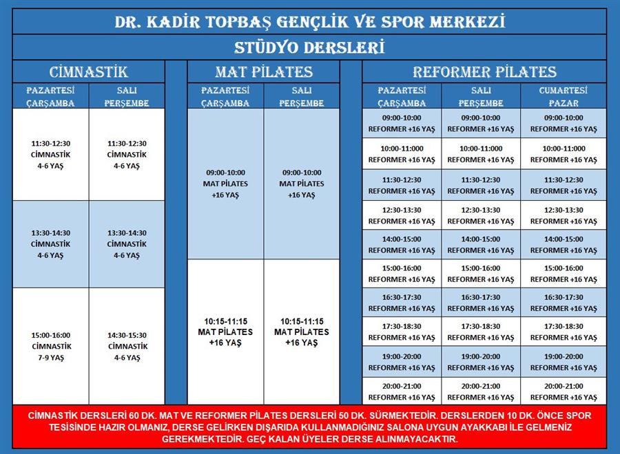 6 Ocak - 2 Mart 2025 Kurs Programlar