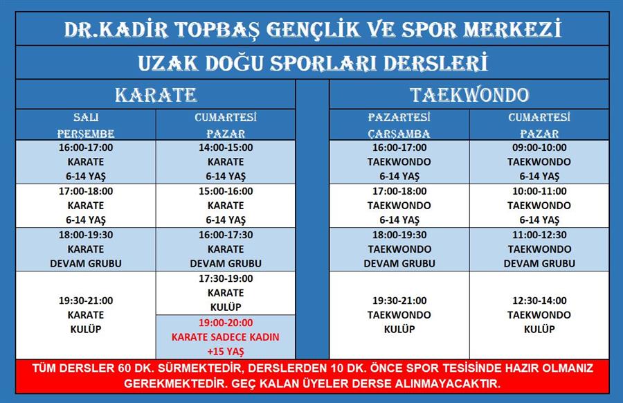 6 Ocak - 2 Mart 2025 Kurs Programlar