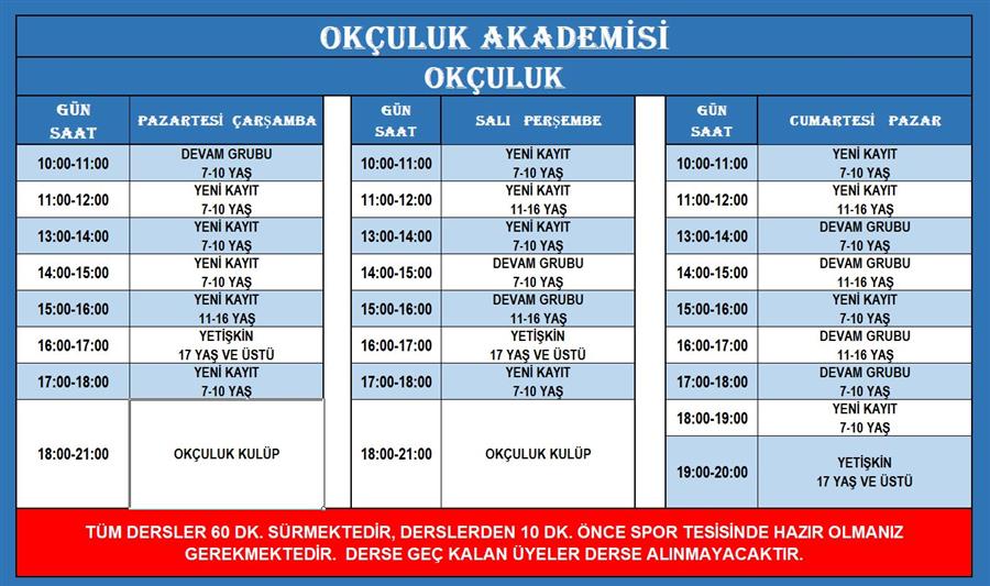 6 Ocak - 2 Mart 2025 Kurs Programlar