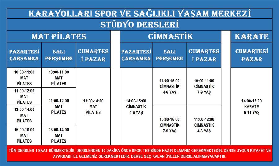 Karayollar Spor Ve Salkl Yaam Merkezi Mat Pilates - Cimnastik - Karate