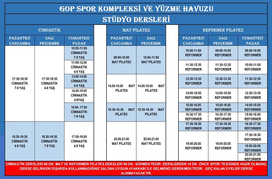 6 Ocak - 2 Mart 2025 Kurs Programlar