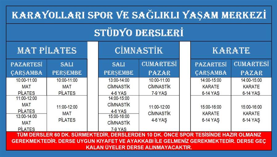 Karayollar Spor Ve Salkl Yaam Merkezi Cimnastik - Mat Pilates - Karate