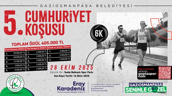 5.Gaziosmanpaşa Belediyesi Cumhuriyet Koşusu Kayıtları Başladı